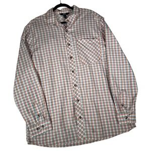 Alaskan Hardgear Duluth Trading Co Mens XL Tall Plaid Button Down Shirt Orange
